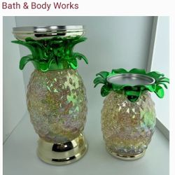 Bath And Body Pineapple Lit Sparkle Candle Holder Set