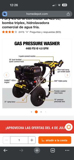 Hidrolavadora de gasolina de 4400 PSI y 4.0 GPM con motor de 420 cc, bomba triplex, hidrolavadora comercial de agua fría.
