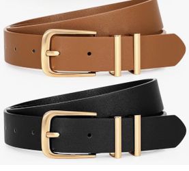 Leather Belts with Gold Buckle – Set of 2