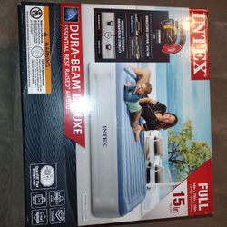 I Intex 15" Full Essential Rest Dura-Beam Airbed Mattress with Built-in Pump