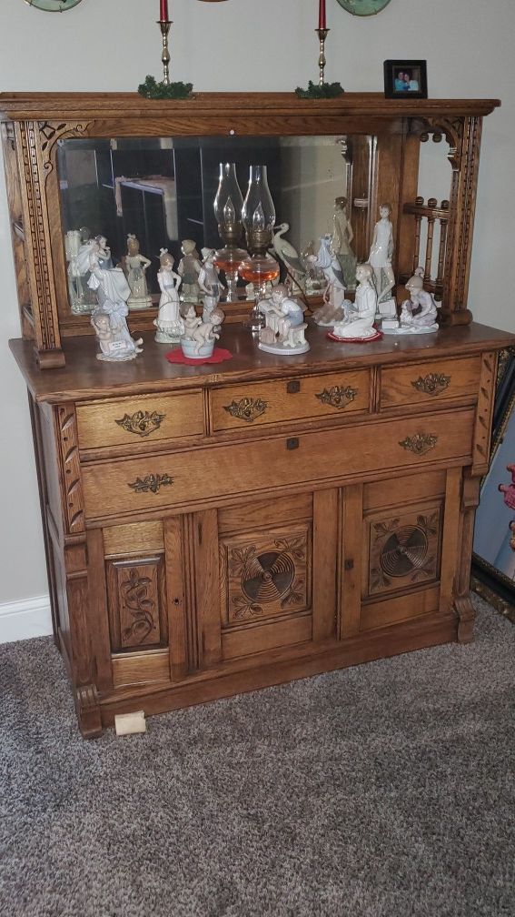 Antique Buffet w detached Mirror