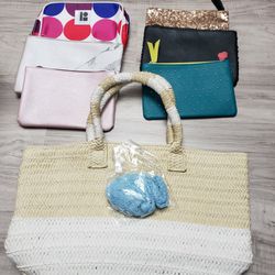 Altru Straw Tote Bag and Makeup Bags NEW