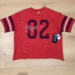 Prps Red distressed Boxy Fit Varsity Shirt Size L