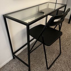 Black Metal And Glass Desk 