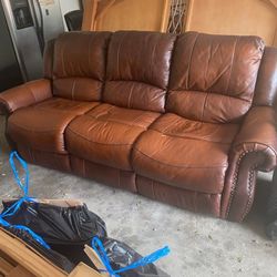 Genuine Leather Sofa ( Brown/Recliner ) 2Pc.