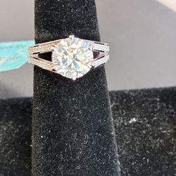3.71ct Moissanite & Sterling Silver Ring-Size 6