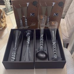 Crystal Millenium Champagne Glasses Collectable