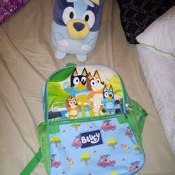 Bluey Laptop Back Pack And Bluey Stuffed Animal 