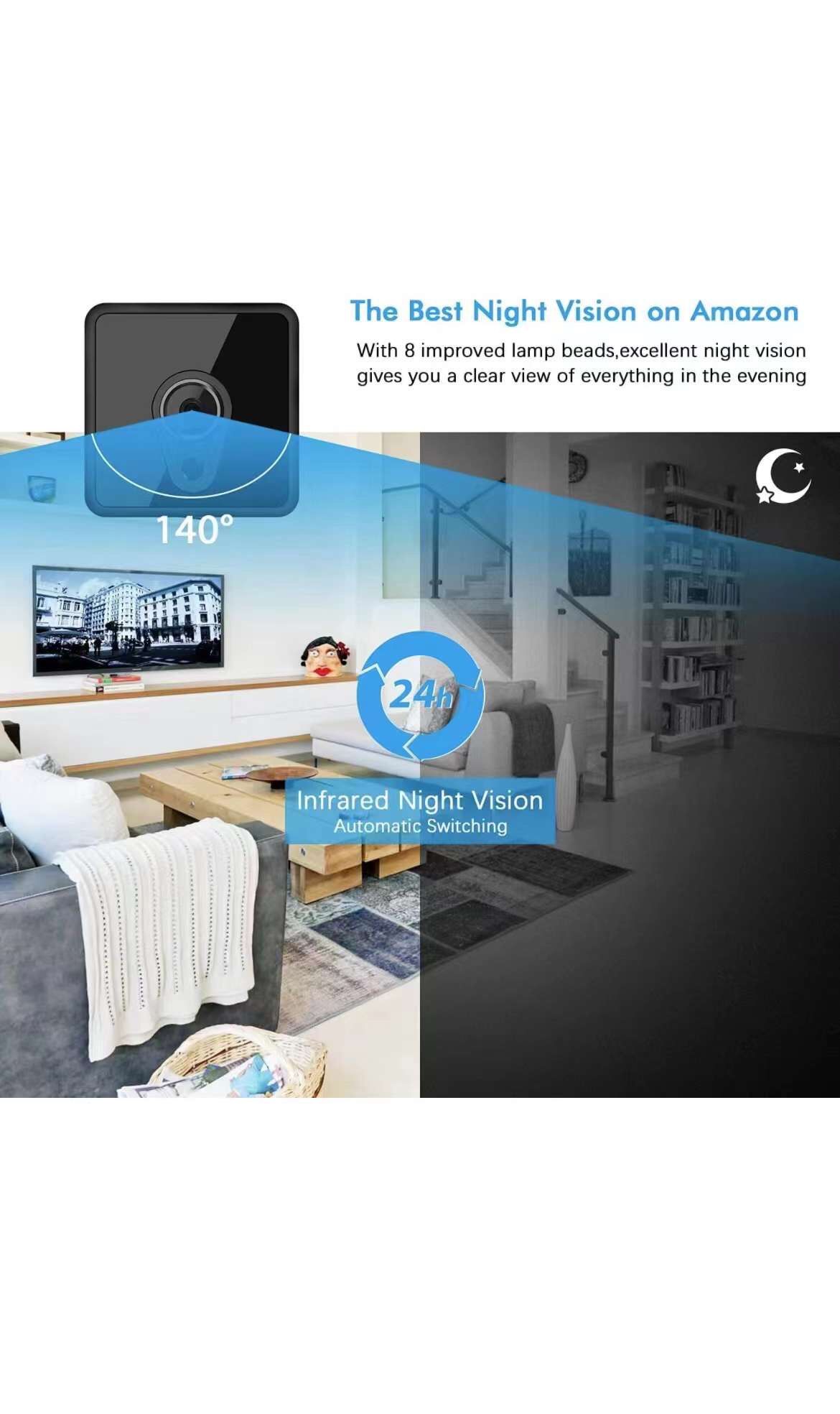 Mini Hidden Camera Wireless WiFi HD 4K Apartment Security Nanny Cams Night Vision and Motion Detection Portable Surveillance Baby Monitor Camera Cameras & Photography