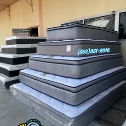 Queen Sweet Dreams Blue Gel Mattress And Boxspring Bed Set New Cama 