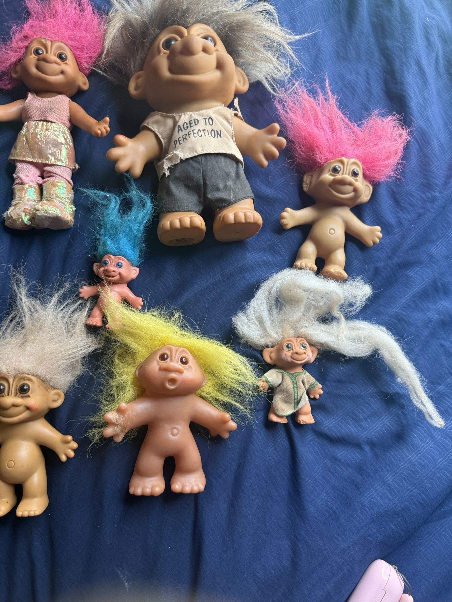 Vintage Troll Doll Lot of 7: Treasure Trolls different years different sizes