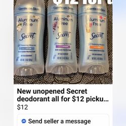 New Unopened Secret Deodorant All For $12