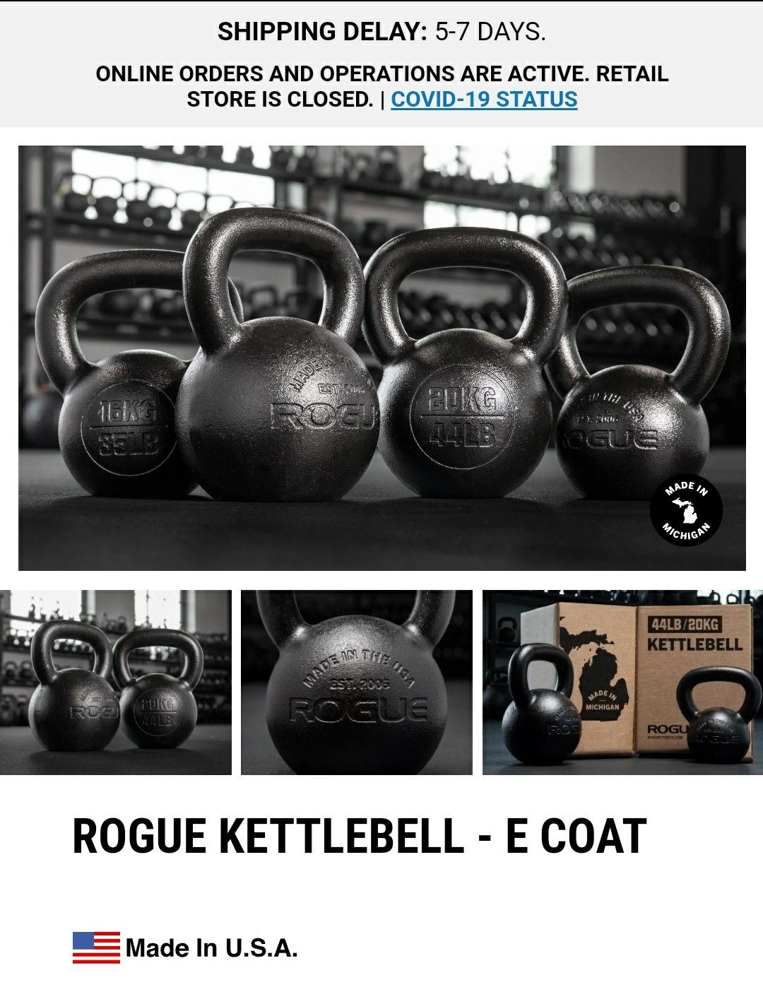 Rogue Fitness Ecoat Kettlebell 35 lb Brand New In Box for Sale
