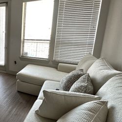 Belinha Ii Opal White Ivory Fabric 107" Modular 2 Piece Sectional With Left Arm