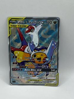 Non TCG Pokemon Latias & Pikachu Gx Tag Team Fan Art Card