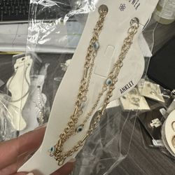 Gold Dipped Evil Eye Anklet Fashion Jewelry New With Tags 