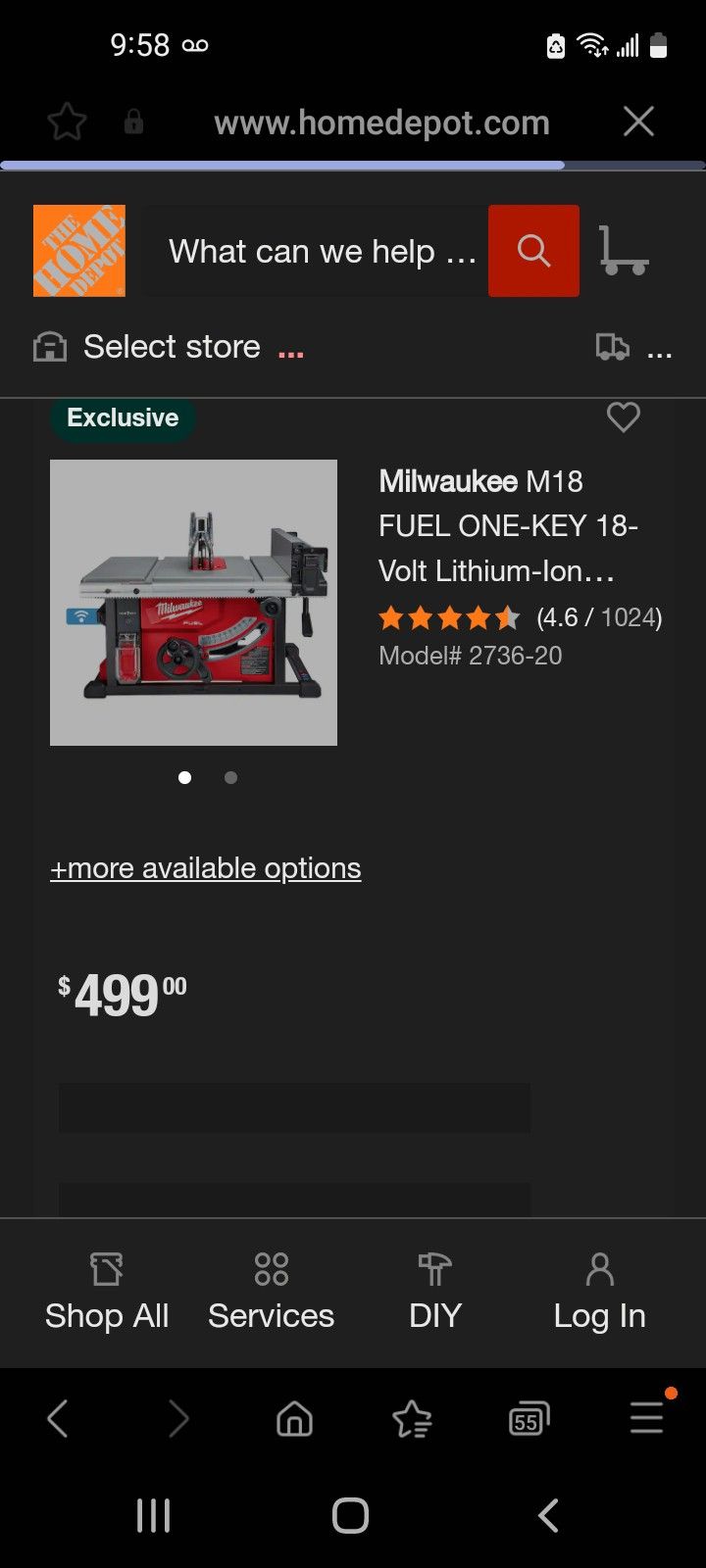 Milwaukee M18 Table Saw NEW $260