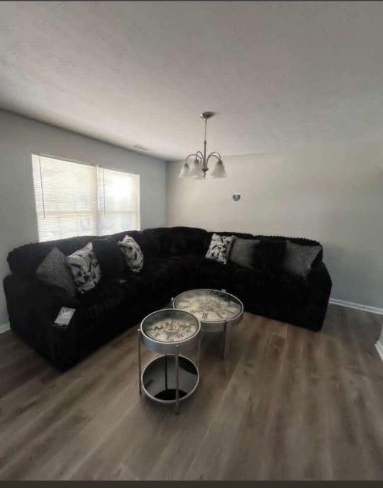 BLACK SECTIONAL BRAND NEW CORDUROY SAME DAY DELIVERY 