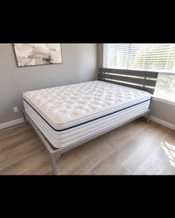 Brand New 12” Hybrid Full Mattress + Like-New Bed Frame