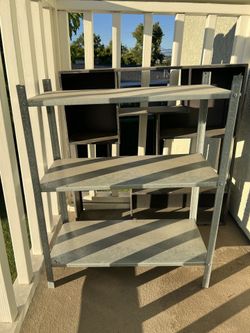 OUTDOOR SILVER METAL SHELF STORAGE