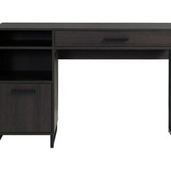 NEW Wood & Metal Writing Desk with 1 Drawer and 1 Door, Espresso Finish.