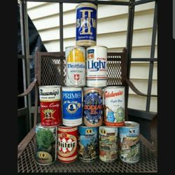 12 Wide Seam Steel Beer Can Collection 