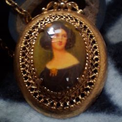 Vintage 1960s Florenza Signed Portrait Pendant-Brooch - Nanette Kaula Porcelain Transfer