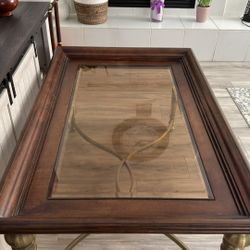 Real Wood Glass Coffee Table 