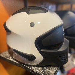 New White Dot Motorcycle Helmet (scorpion Covert Style )$120