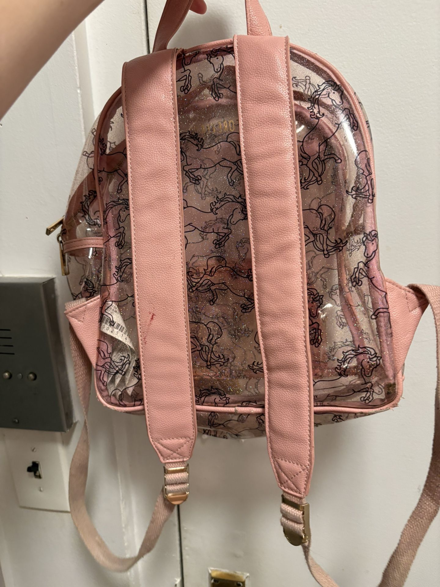 Used Vintage Glitter Pink Horse Backpack