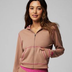 New Fabletics 2X Waffle Zip Hoodie