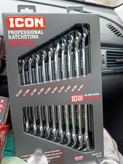 ICON 10-Piece Metric Ratcheting Wrench Set