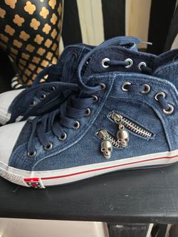 Skeleton jeans tennis shoes size 6