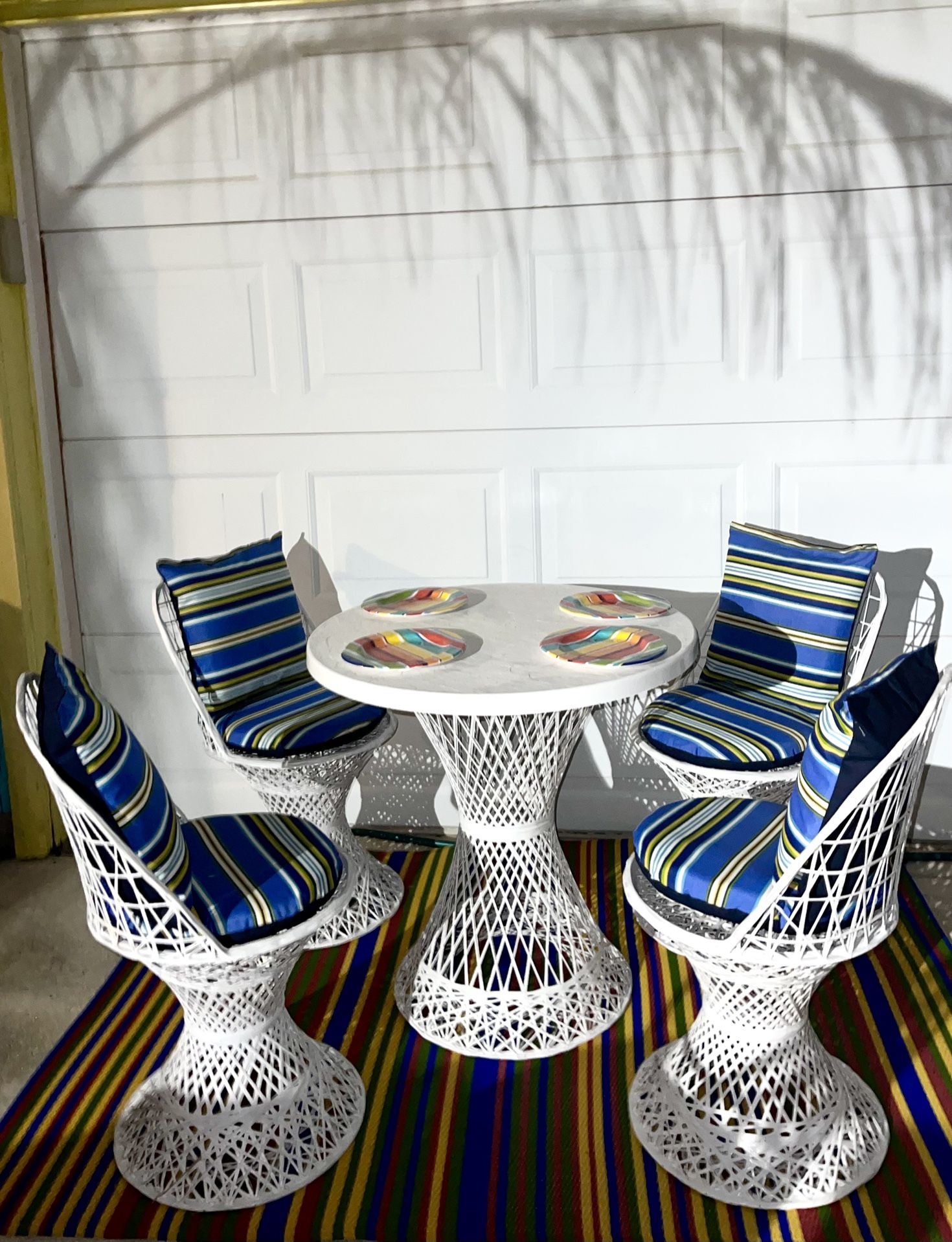 MCM Spun Fiberglass Tulip Bistro Patio Set.