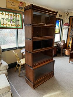 Antique Globe Wernicke five section stacking barrister bookcase