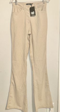 Beige Corduroy Flared Pants