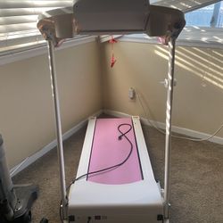Pink And White Folding Home Treadmill 
