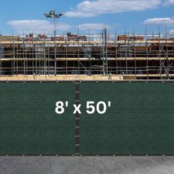 8 x 50 FT Green Heavy-Duty Privacy Fence Screen - Commercial-Grade Shade Cover
