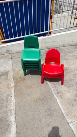 5 green 2 red kids chairs$ 50.00 for all