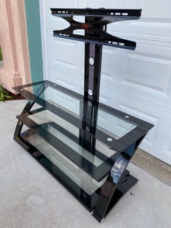 Nice Glass & Metal TV Stand with Adjustable Integrated Mount