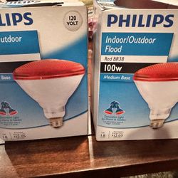 2 pc Philips Red BR38 120 volt Indoor/Outdoor Flood 100w