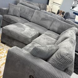 New Grey Sectional W Ottoman $799 