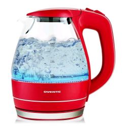 OVENTE Electric Glass Kettle RED Portable Kettle