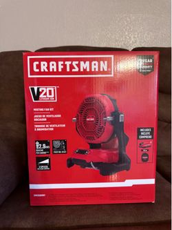 CRAFTSMAN 7.5-in Outdoor Misting Personal Fan, Battery Powered, in Red