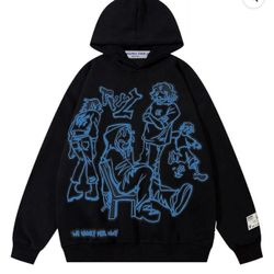 Aelfric Eden Cartoon Character Print Oversized Hoodie Y2k Casual Hooded Sweatshirt