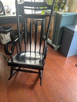 Black Wood Spindle Rocking Chair