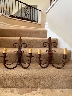 Wrought Iron Wall Sconces (2)