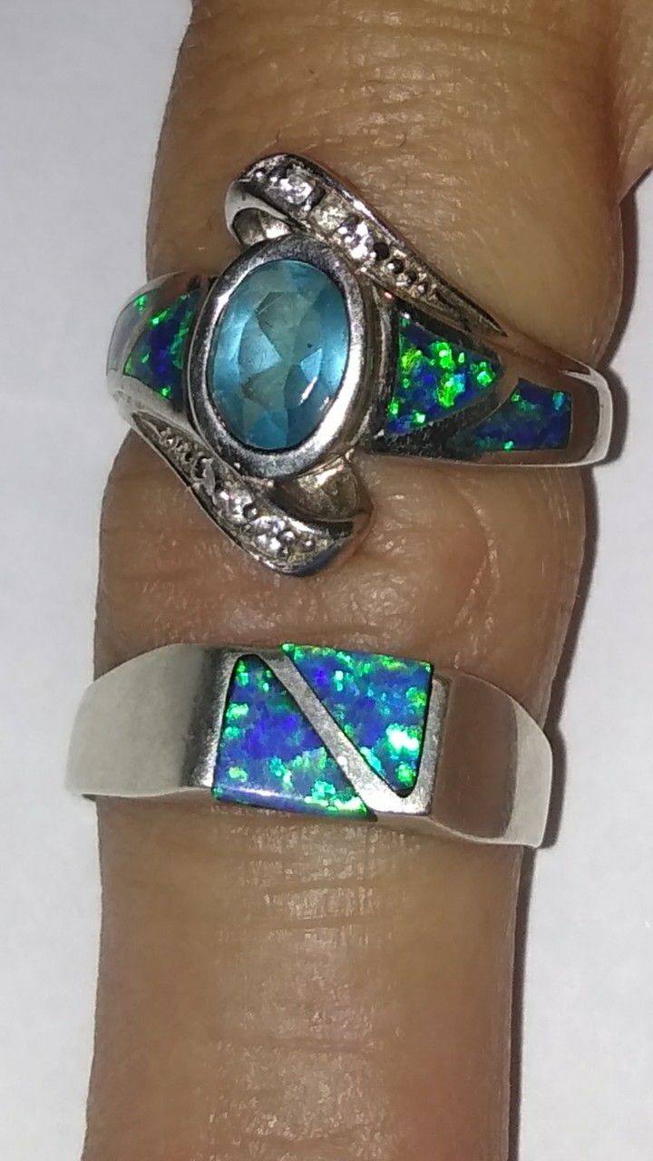 2 silver and turquoise woman's ring $40