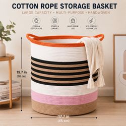 Large Cotton Rope Storage Basket | Laundry Hamper | Toy Basket 