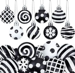Bbto 40 Pcs Mini Christmas Balls Black White Bulb, 40 Pieces